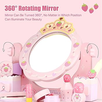 鏡台　ドレッサー　パステルピンク　姫系　地雷系　おままごと　キッズドレッサー Amazon｜ドレッサー 子供 ピンク 化粧台 ミラー付き 鏡台イチゴ